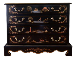 Habersham Black Chinoisere Hand Painted Chest of Drawers | Dresser