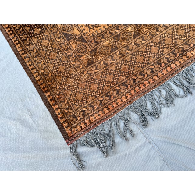 Terracotta Design Camel Turkmen Bokhara Hand-Knotted Wool Rug - 6'7" X 9'7" For Sale - Image 9 of 12