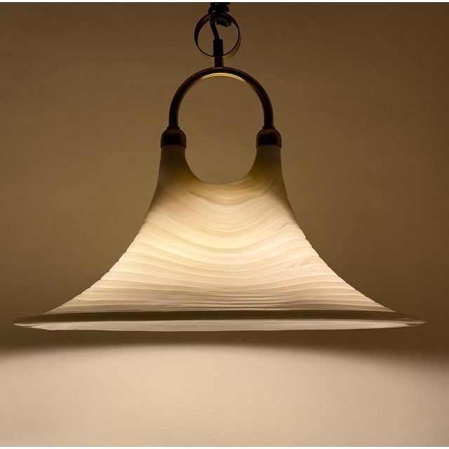 Mid-Century Modern White and Gilt Pendant Lamp with Pull Mechanism, 1970s For Sale - Image 12 of 18