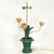 Metal Vintage Floral Tulip Table Lamp – Hand-Painted Metal Tole Style Accent Lamp For Sale - Image 7 of 9