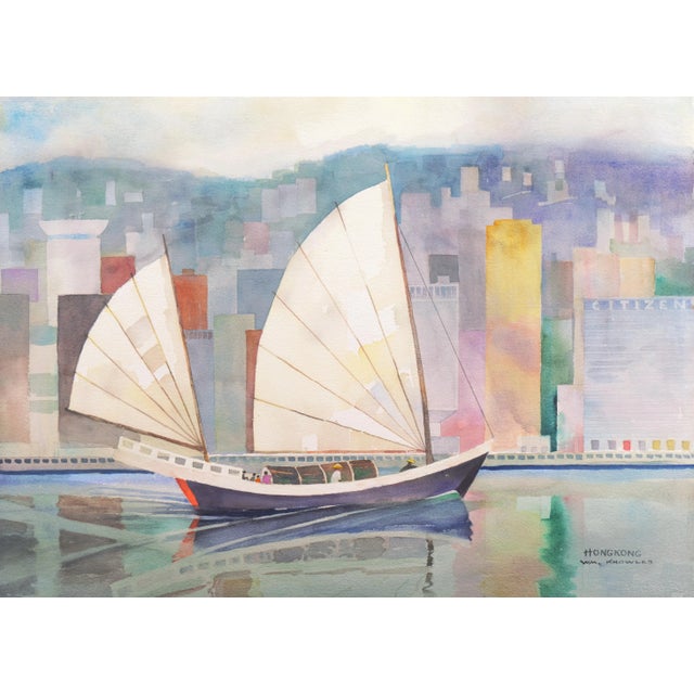 Blue 'Hong Kong From Victoria Harbor' by William Howard Knowles, Society of Western Artists, Bohemian Club For Sale - Image 8 of 8
