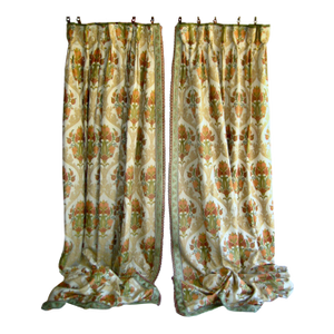 Large Pair of Art Nouveau Style Vintage Curtains
