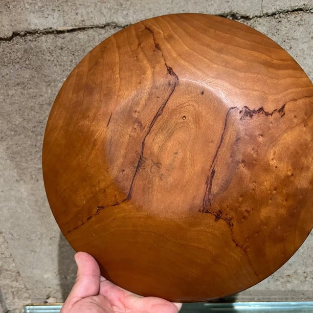 1970s Sculptural Studio Platter Solid Wood Signed For Sale In San Diego - Image 6 of 9