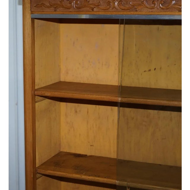 Matching English Oak Library Study Bookcases with Glazed Doors, Set of 2 For Sale - Image 12 of 18