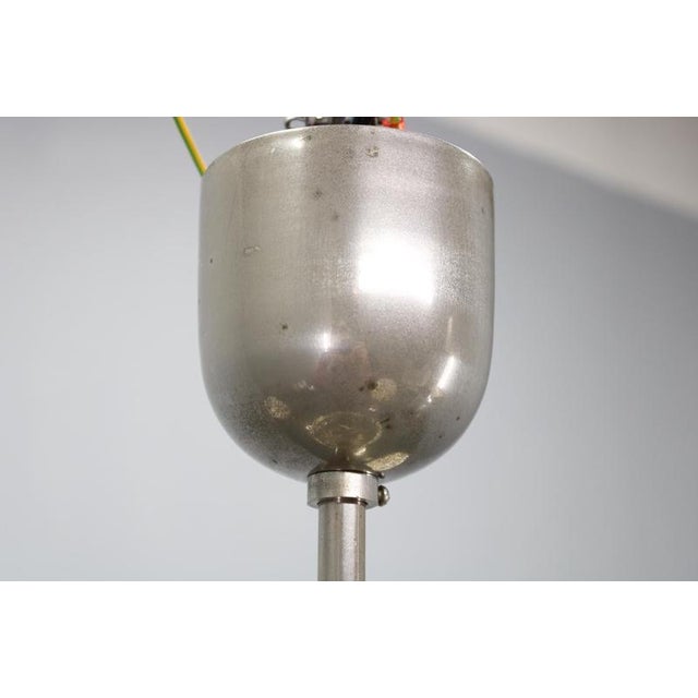 Art Deco Nickel and Cream Glass Chandelier, 1930s For Sale - Image 10 of 14