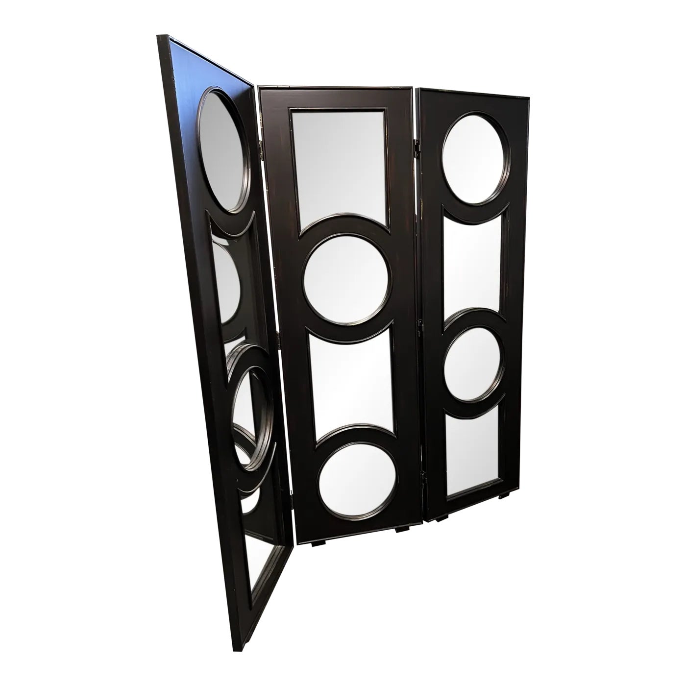 Vintage Beveled Mirror Room Divider 3 Panel Screen Chairish