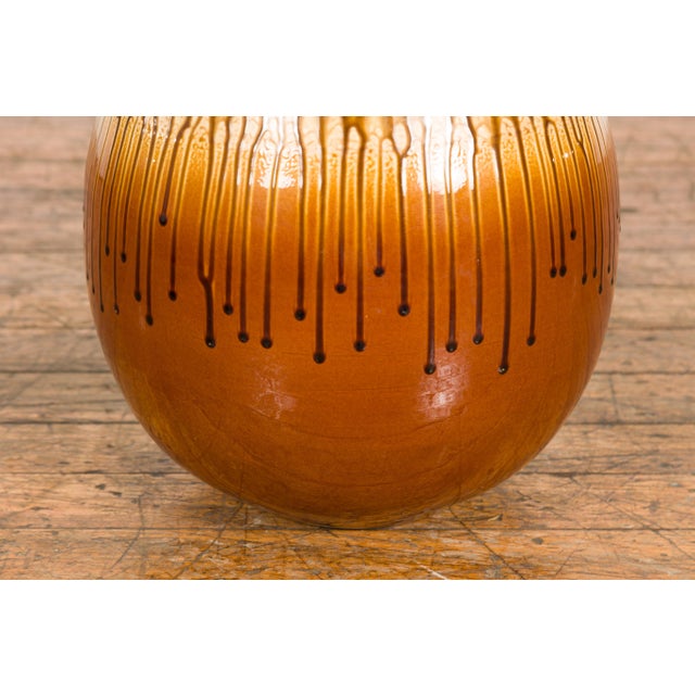 Brown Prem Collection Artisan Handcrafted Two-Tone Vase with Dripping Décor For Sale - Image 8 of 12