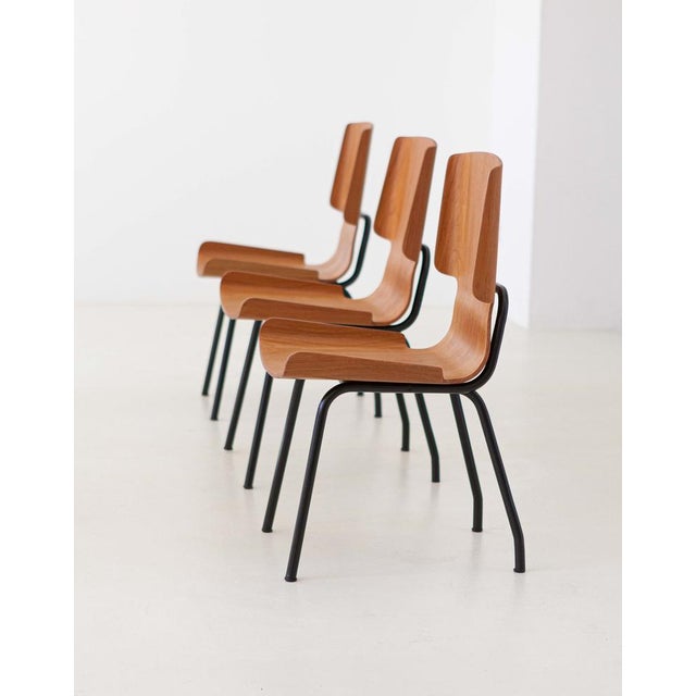 Mid-Century Modern Italian Chair in Teak and Iron from Societa Compensati Curvi, 1950s For Sale - Image 3 of 7