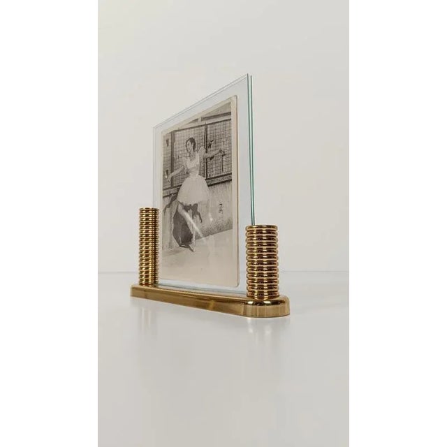 Art Deco Style Double Sided Pictures Frame in Gilded Brass and Glass, 1980s For Sale - Image 12 of 18