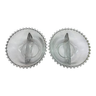 Mid 20th Century Imperial Glass Candlewick Pair of 6.5" Divided Dishes For Sale