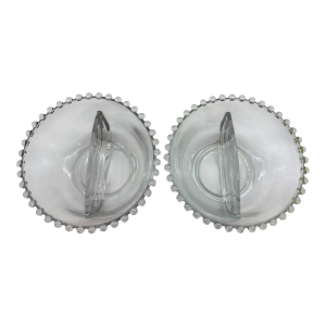 Mid 20th Century Imperial Glass Candlewick Pair of 6.5" Divided Dishes