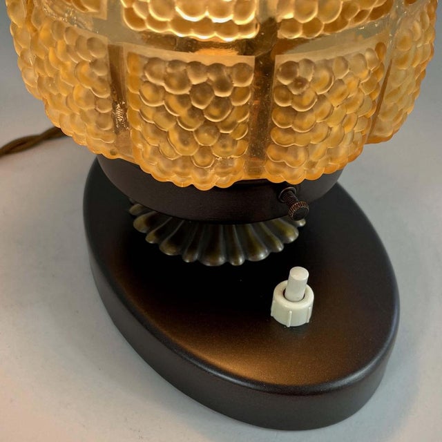 Amber Glass and Burnished Brass Table Lamp, Sweden, 1930s For Sale - Image 13 of 18