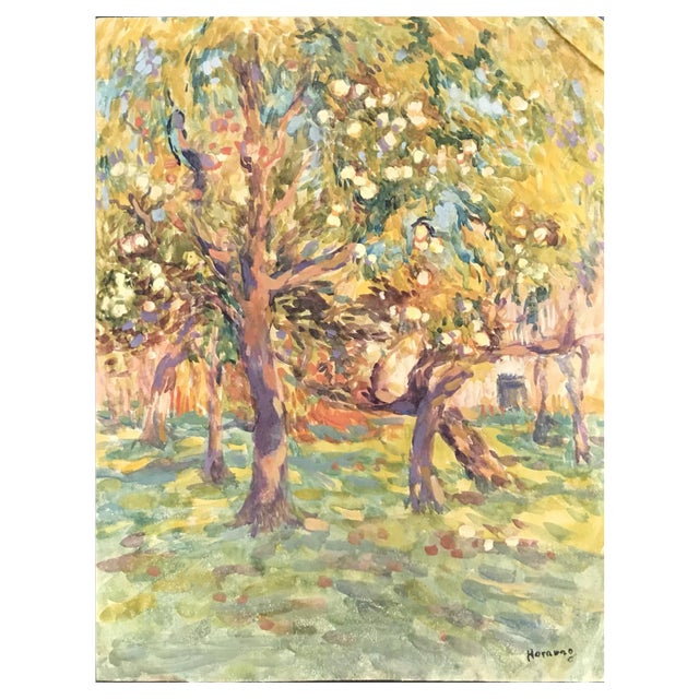 Charles Émile Moses Hornung, Verger, 1933, Watercolor on Paper For Sale