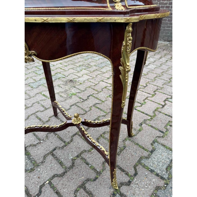 French 1920 French Louis XVI Mahogany Marble Side Table - 1 Pc For Sale - Image 3 of 11