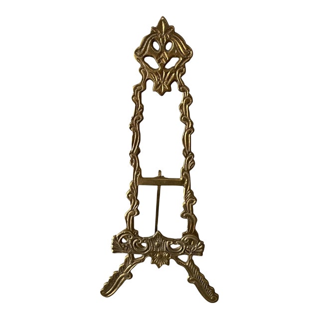 Vintage Ornate Brass Tabletop Easel For Sale