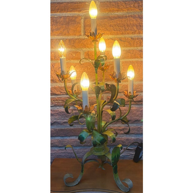 Metal Vintage Italian Florentine Metal Table Lamp, 1960s For Sale - Image 7 of 12