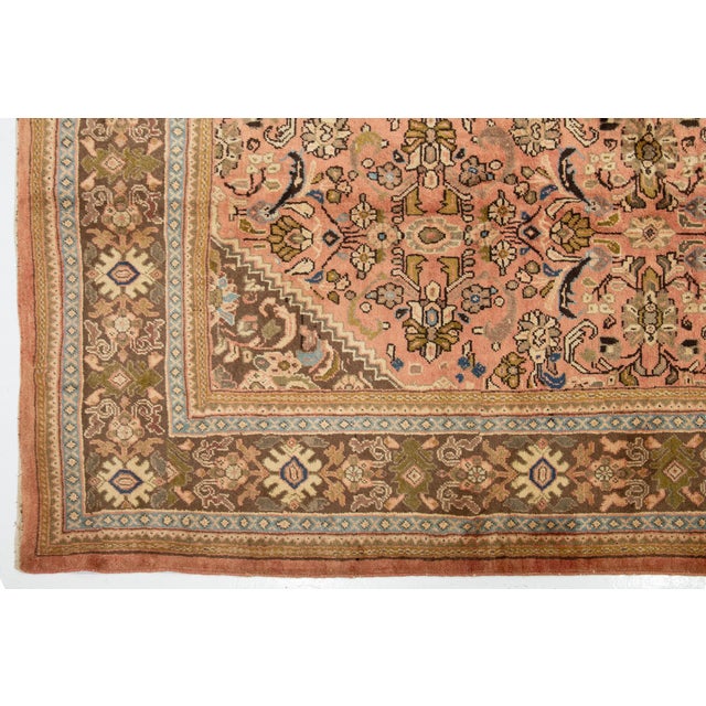 Persian 1930s Vintage Mahal Persian Wool Rug in Pink With Allover Design For Sale - Image 3 of 10