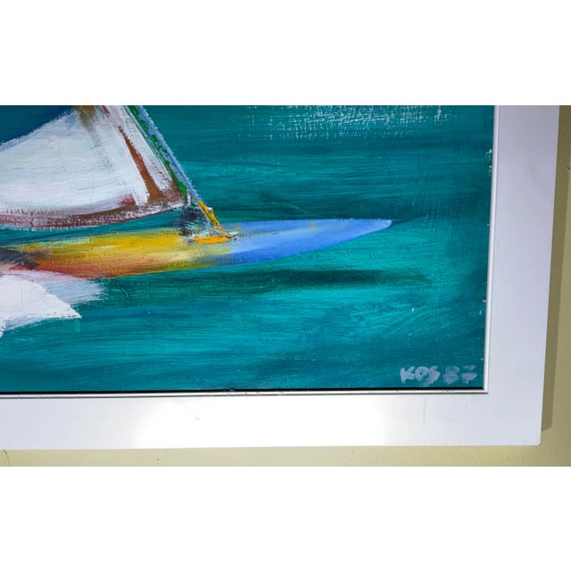 Coastal Sailing Along the Seashore , Oil Painting on Canvas For Sale - Image 3 of 12