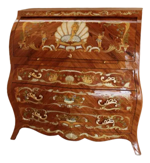 Finely Inlaid Trumeau Secretaire in Rococo Style, 1990s