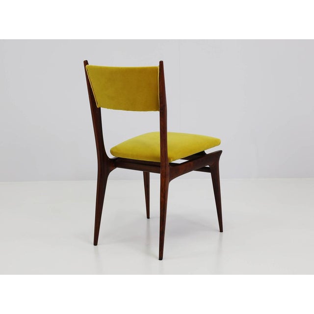 Santos Rosewood and Lemon Yellow Velvet Chairs by Carlo De Carli, Italy, 1950s, Set of 2 For Sale - Image 6 of 13