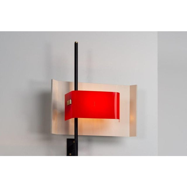Fantastic pair of sculptural wall lamps, model 2020, designed by Bruno Gatta and manufactured by Stilnovo in Italy, 1955....