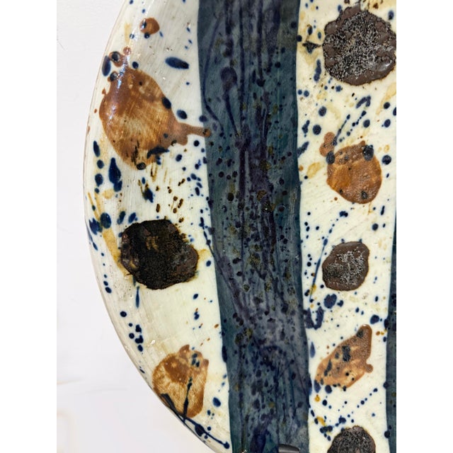 Metal Monumental Decorative Studio Pottery Charger on Iron Stand by Josef Zala, 1987 For Sale - Image 7 of 11