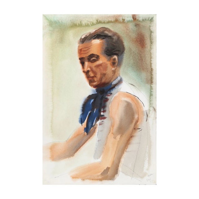 Eve Nethercott "Portrait of Man With Ascot" For Sale