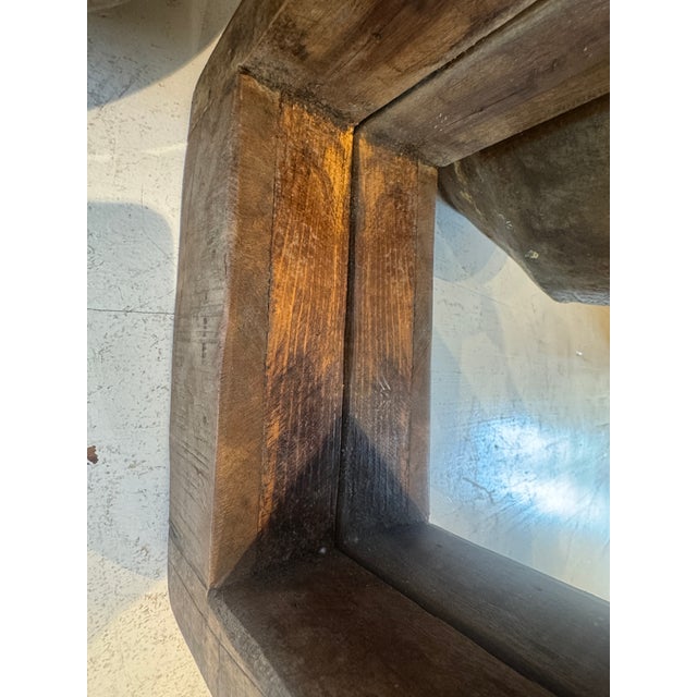 Mid 20th Century Rustic Solid Wooden Wall Hanging Mirror For Sale - Image 17 of 17