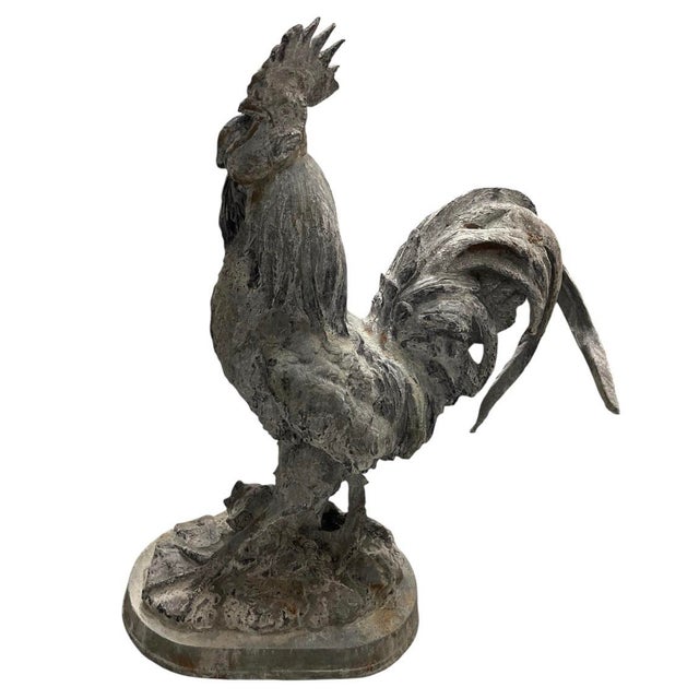 Add a touch of timeless rustic charm to your estate with this substantial vintage cast iron rooster statue. Perfectly...