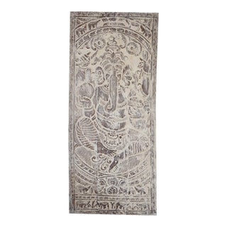 Vintage Whitewashed Ganesha Barn Door For Sale