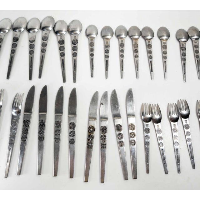 Mid-Century Modernist 38 Piece Stainless Steel Flatware Set in San Moritz for National For Sale - Image 15 of 18