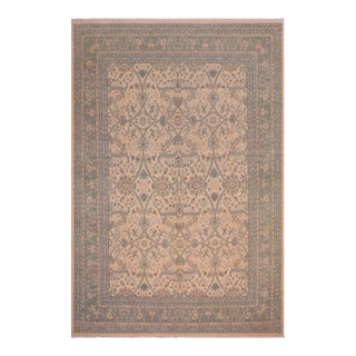 Shabby Chic Floral Beige/Green Wool Rug - 8'1'' X 9'11'' For Sale