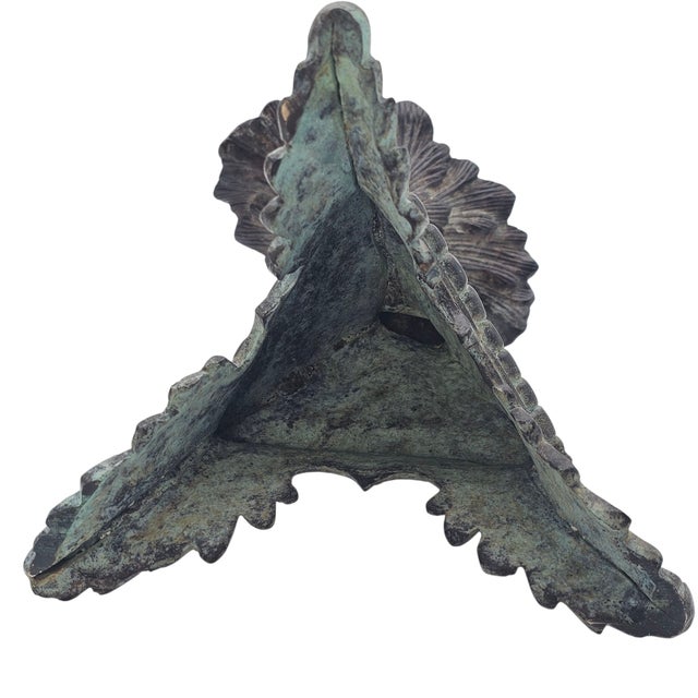 Bronze Cornucopia Candle Holder With Applied Patina, Neoclassical Revival Accent For Sale - Image 11 of 13