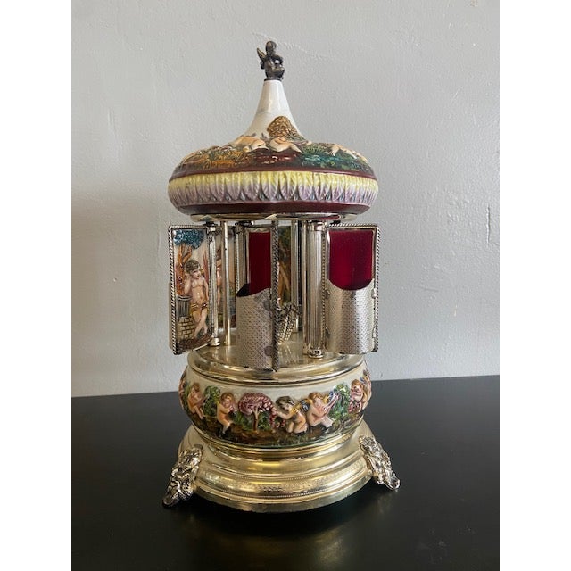 White Vintage Reuge Musical Carousel For Sale - Image 8 of 11
