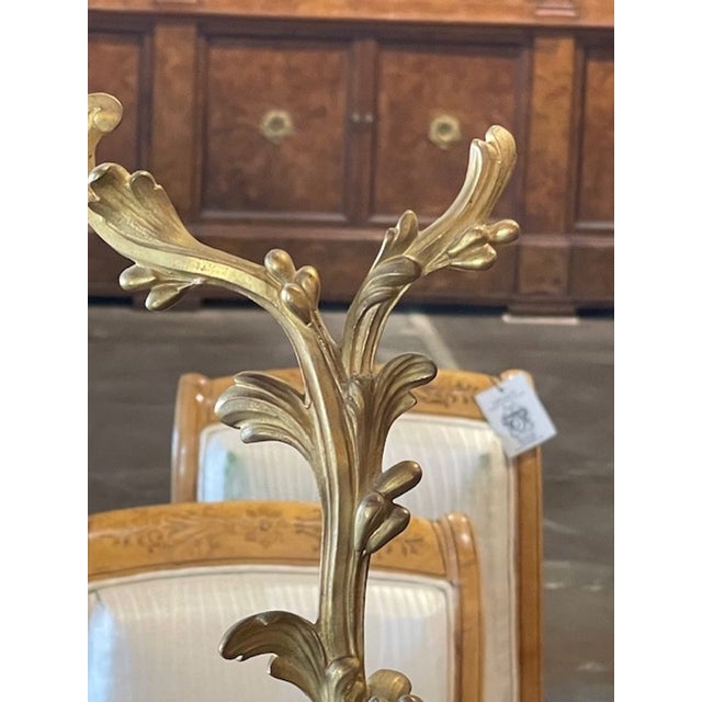 Metal Pair of 19th C. French Gilt Bronze Chenet For Sale - Image 7 of 8