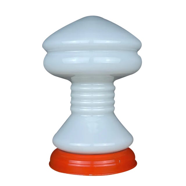 Vintage White Opaline Glass Table Lamp, Italy, 1970s For Sale