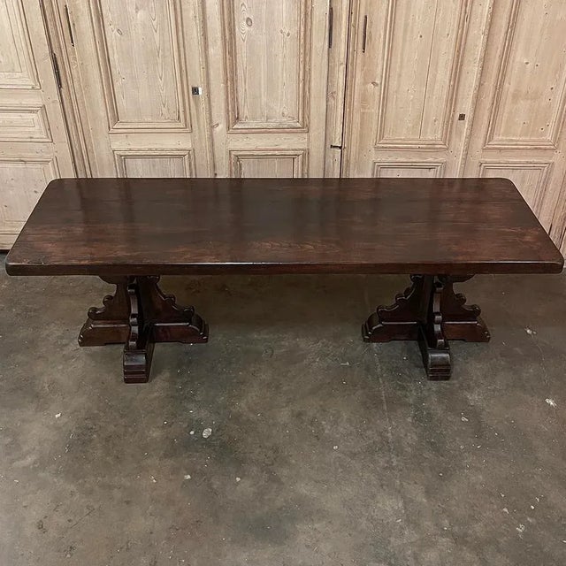 Rustic Antique Double Pedestal Banquet Table For Sale - Image 4 of 16
