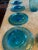 Set of 4 Hand Blown Aquamarine Salad or Dessert Plates French Glass Blower Made For Sale - Image 9 of 10
