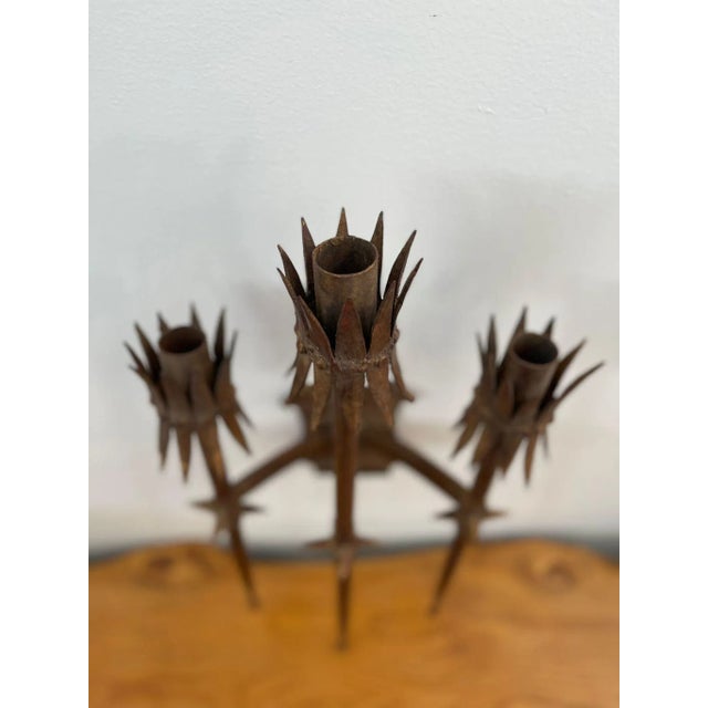 1970s Vintage Brutalist Style Gilt Wall Sconce Candle Holder For Sale - Image 5 of 9