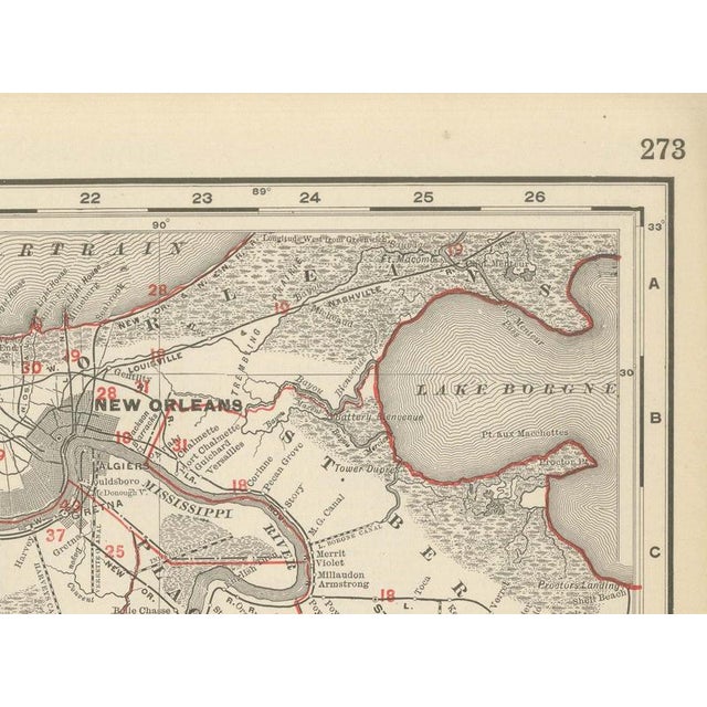 Paper Antique Map of Louisiana The Pelican State by Ran McNally, 1899 For Sale - Image 7 of 12