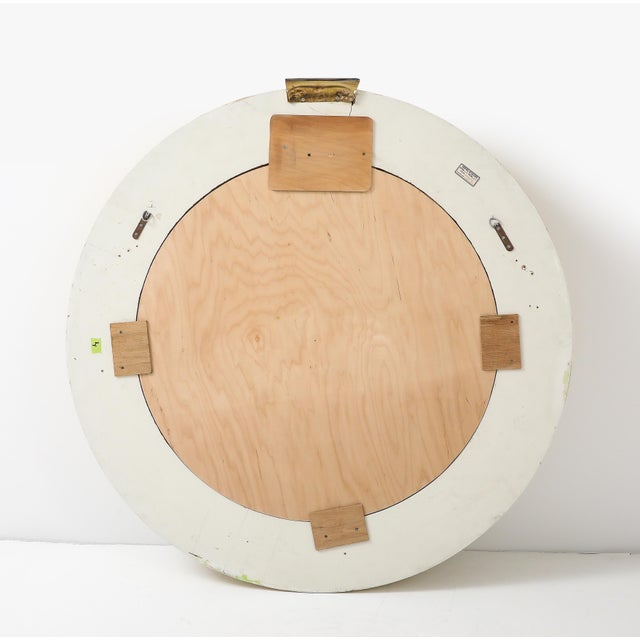 Karl Springer Style Tesselated Bone and Bronze Round Wall Mirror For Sale - Image 9 of 12