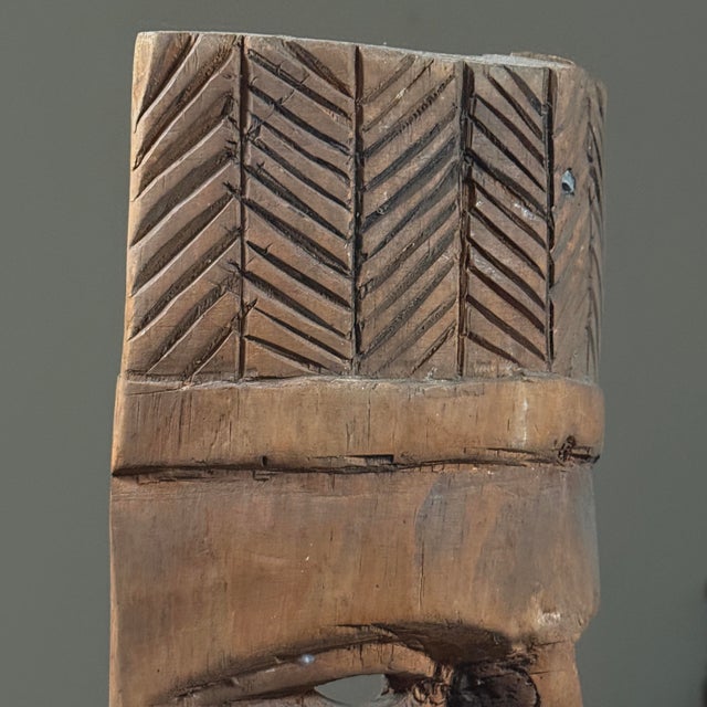 Brown Vintage Hand Carved Mexican Folk Art Mask of a Man With Mustache For Sale - Image 8 of 9