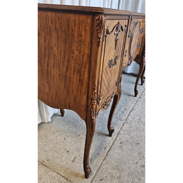 Burl Wood / Veneer Sideboard Buffet, Louis XV Style, 1930's Sideboard Cabinet For Sale - Image 9 of 18
