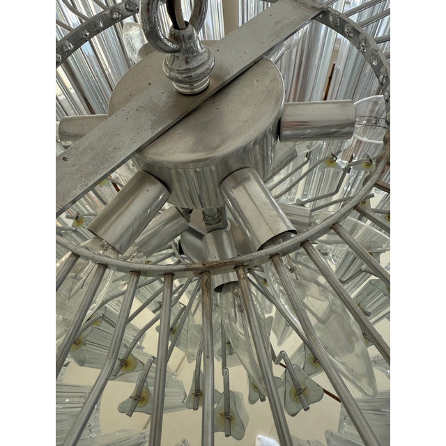 Vintage Murano Glass Clear Chandelier in the Style of Venini Triedri For Sale - Image 15 of 18
