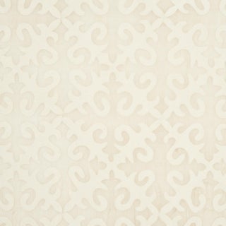 Sample - Schumacher Kyrgyzstan Wool Silk Panel Fabric in Oyster And Natural For Sale