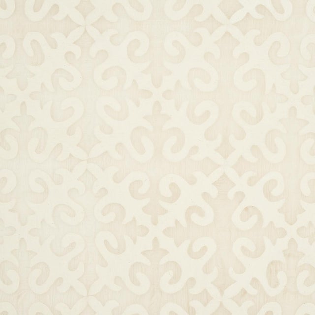 Sample - Schumacher Kyrgyzstan Wool Silk Panel Fabric in Oyster And Natural For Sale