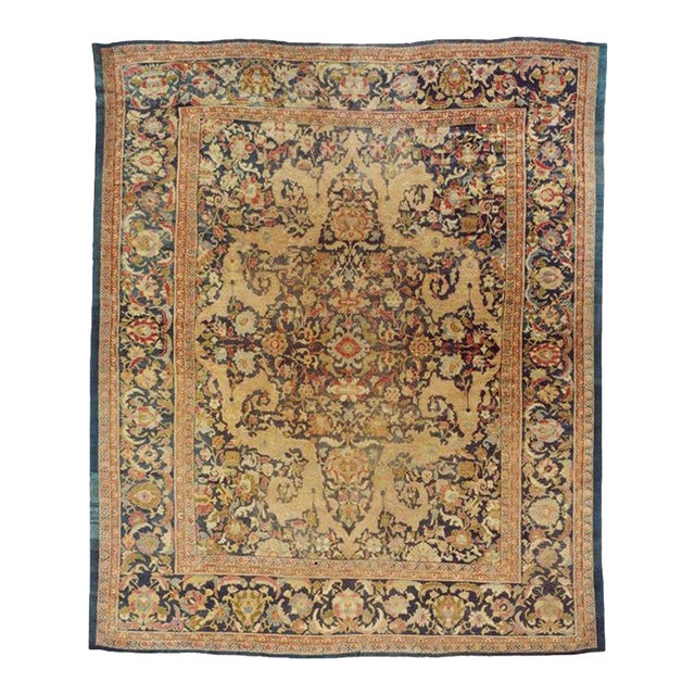Green 19th Century Sultanabad Carpet Attributed to Ziegler and Co - 12'2" x 14'9" For Sale