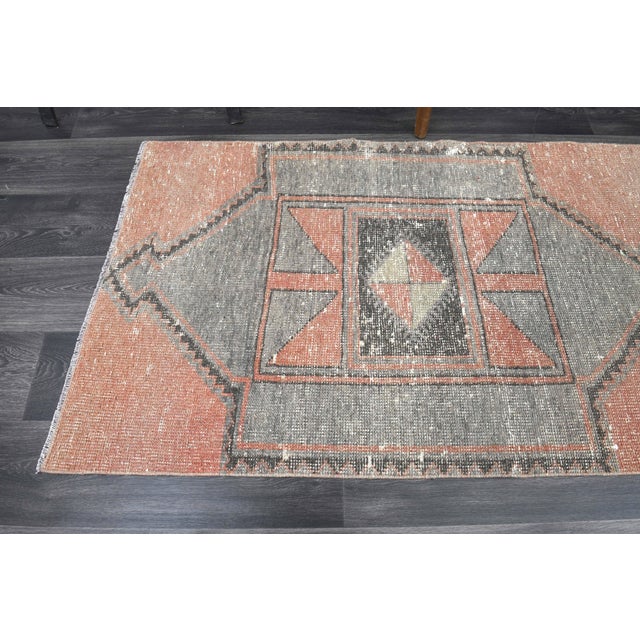 1970s Vintage Handmade Wool Cotton Orange Runner Rug For Sale In San Francisco - Image 6 of 11