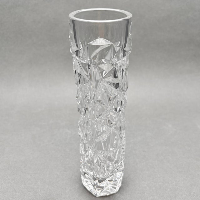 Late 20th Century Vintage Tiffany & Co. Rock Cut Clear Crystal Bud Vase For Sale - Image 5 of 10
