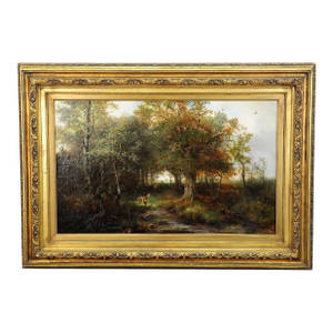 Ludwig Sellmayr - Deer With Doe and Fawn in the Forest Ca. 1880